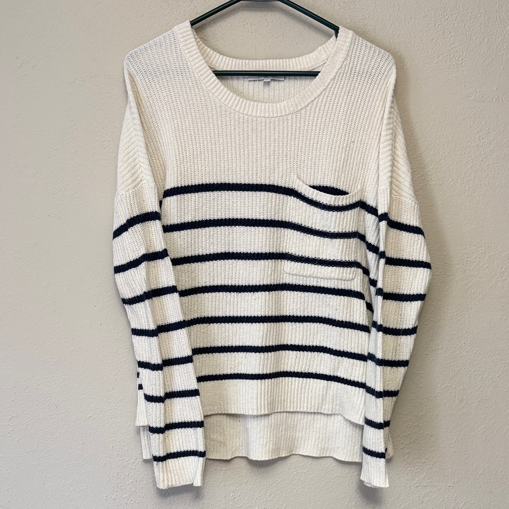 Madewell Thompson Pocket Pullover Sweater white & navy size S